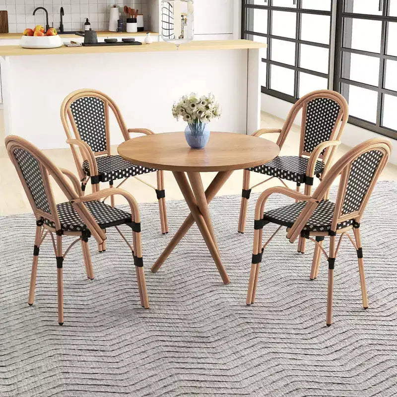 Chaises de bistro d'extérieur Costway 4 pièces avec accoudoirs, cadre en métal galvanisé