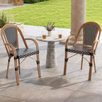 Chaises de bistro d'extérieur Costway 4 pièces avec accoudoirs, cadre en métal galvanisé