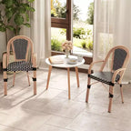 Chaises de bistro d'extérieur Costway 4 pièces avec accoudoirs, cadre en métal galvanisé