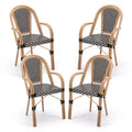 Costway Outdoor French Bistro Chairs 4 PCS w/ Armrests Galvanized Metal Frame
