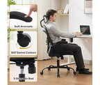 Sedia da ufficio ergonomica con schienale alto in rete, braccioli ribaltabili, poggiatesta, ruote, capacità 136 kg, sedia da scrivania girevole direzionale per computer