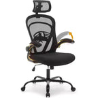 Ergonomic High-Back Mesh Office Chair  Turn-Up Armrests, Headrest, Wheels  300 lbs Capacity, Swivel Executive Computer Desk Chair