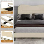Struttura letto imbottita matrimoniale con testiera Soft Marshmallow Cloud in tessuto Teddy Boucle beige, piattaforma letto, nessuna necessità di rete, design silenzioso