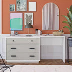 GDFStudio Valencia 3 Drawer Wood Dresser Desk Combo with Storage