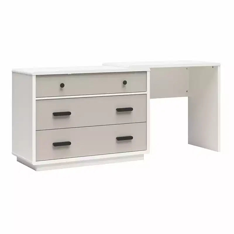 Cassettiera-scrivania combinata in legno a 3 cassetti con contenitore