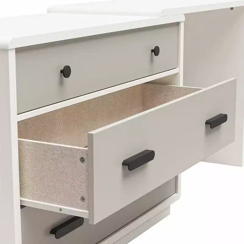 Cassettiera-scrivania combinata in legno a 3 cassetti con contenitore