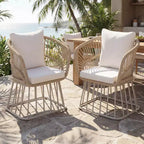 Christopher Knight Home Dalton Patio Modern Woven Wicker Dining Chair with Steel Frame and Cushions