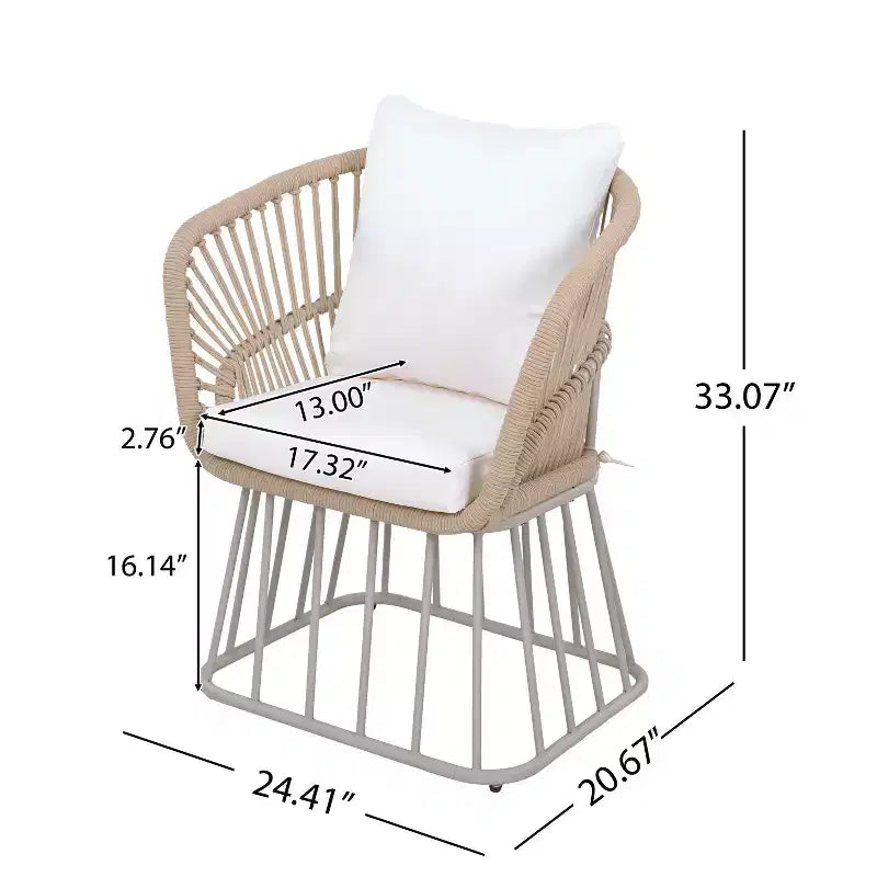 Christopher Knight Home Dalton Chaise de salle à manger moderne en osier tressé avec structure en acier et coussins
