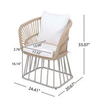Christopher Knight Home Dalton Chaise de salle à manger moderne en osier tressé avec structure en acier et coussins