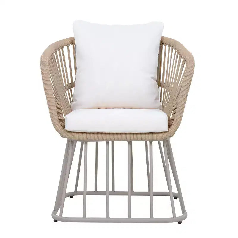 Christopher Knight Home Dalton Chaise de salle à manger moderne en osier tressé avec structure en acier et coussins