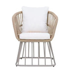 Christopher Knight Home Dalton Chaise de salle à manger moderne en osier tressé avec structure en acier et coussins