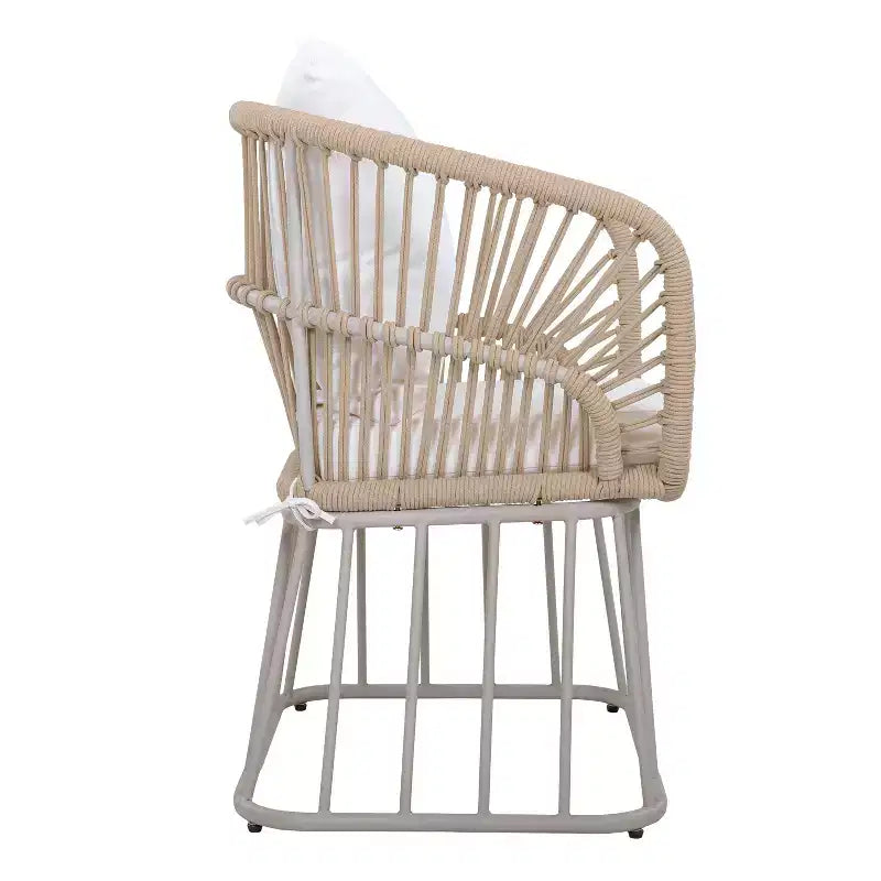Christopher Knight Home Dalton Chaise de salle à manger moderne en osier tressé avec structure en acier et coussins