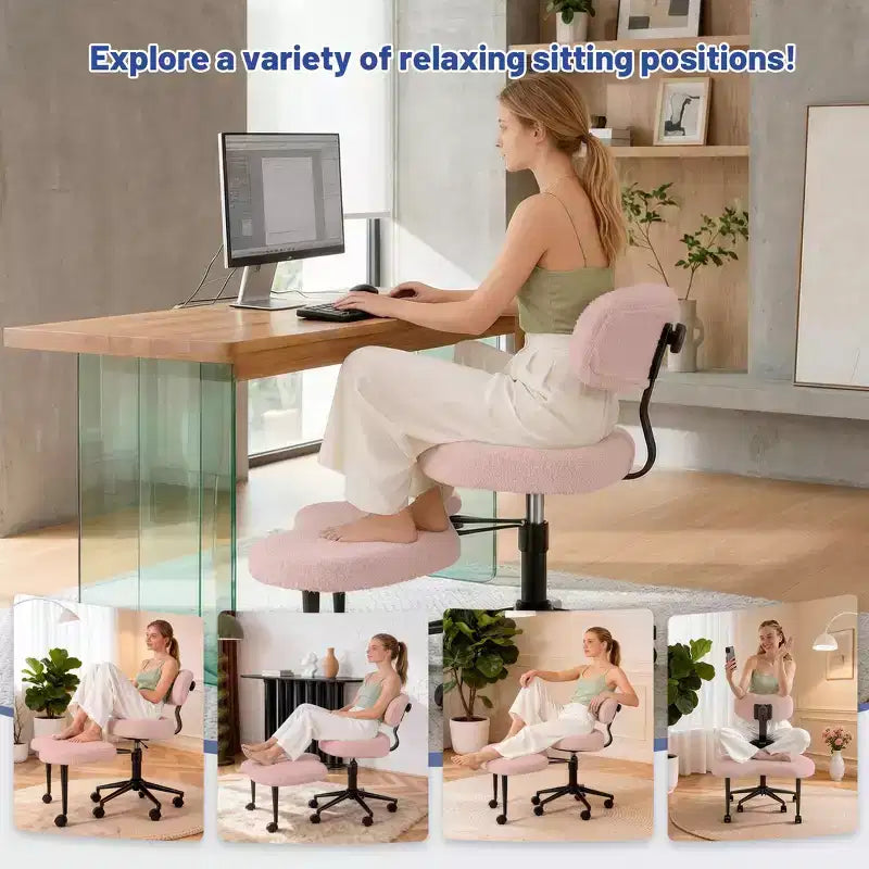 Sedia Ergonomica da Meditazione e Ufficio a Gambe Incrociate - Girevole a 360°, Altezza Regolabile, Seduta Multipoasitione