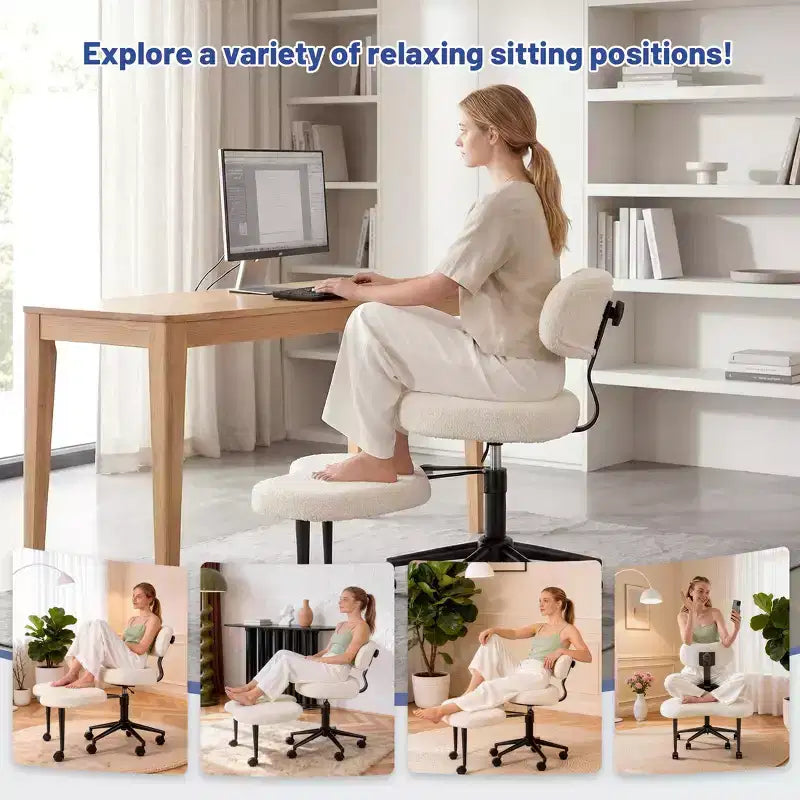 Sedia Ergonomica da Meditazione e Ufficio a Gambe Incrociate - Girevole a 360°, Altezza Regolabile, Seduta Multipoasitione