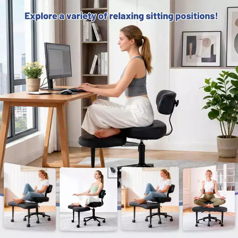 Sedia Ergonomica da Meditazione e Ufficio a Gambe Incrociate - Girevole a 360°, Altezza Regolabile, Seduta Multipoasitione
