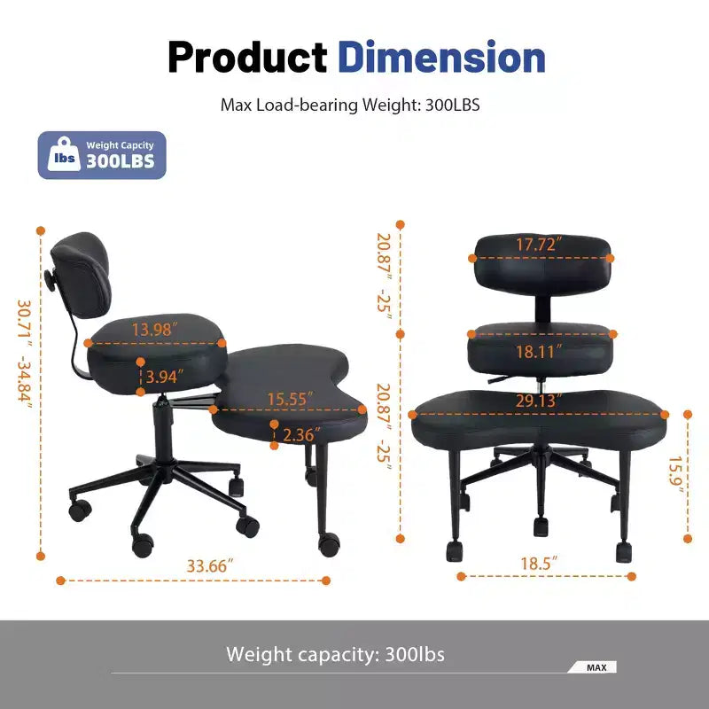 Sedia Ergonomica da Meditazione e Ufficio a Gambe Incrociate - Girevole a 360°, Altezza Regolabile, Seduta Multipoasitione