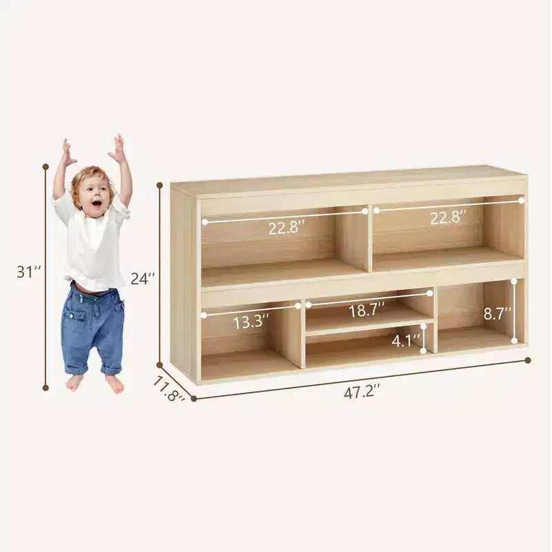 Mobile contenitore per giocattoli per bambini con 5 scomparti, organizer per giocattoli con cassetto, libreria e mobiletto per giocattoli per sala giochi, camera da letto, cameretta dei bambini, aula