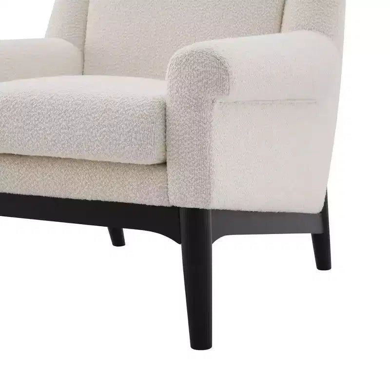 Poltrona Scultorea Accento con Braccioli Svasati e Struttura in Legno Massello Moderna Poltrona Reclinata Rivestita, Poltrona da Lettura Ergonomica