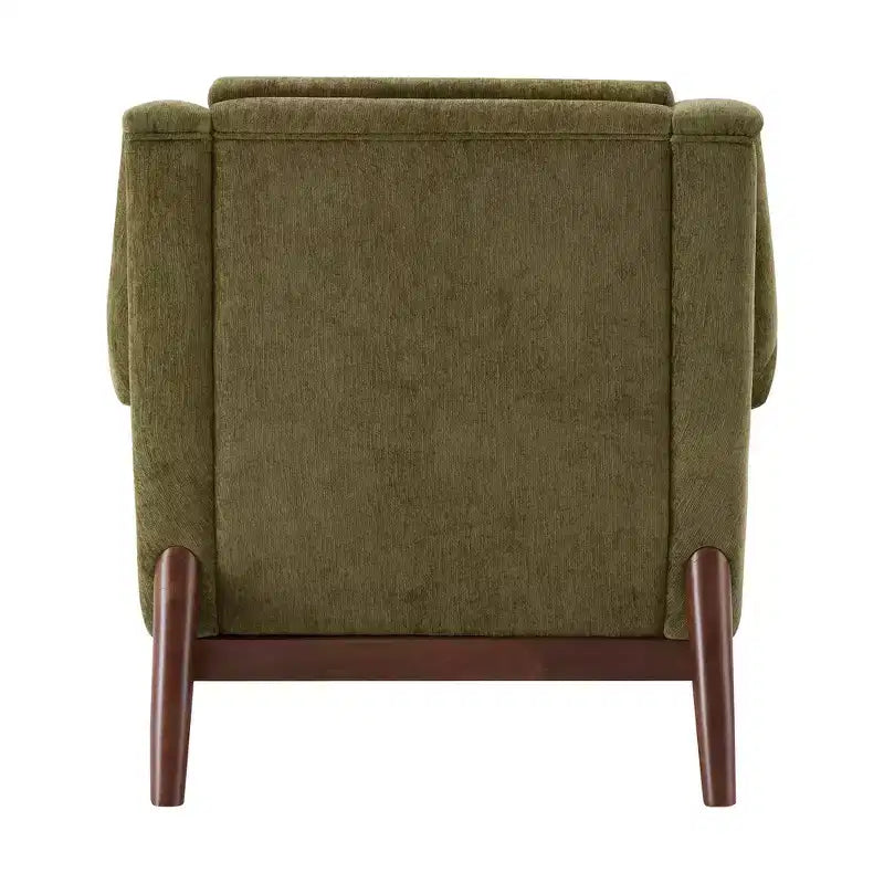 Poltrona Scultorea Accento con Braccioli Svasati e Struttura in Legno Massello Moderna Poltrona Reclinata Rivestita, Poltrona da Lettura Ergonomica