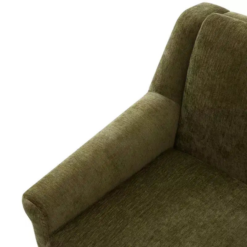 Poltrona Scultorea Accento con Braccioli Svasati e Struttura in Legno Massello Moderna Poltrona Reclinata Rivestita, Poltrona da Lettura Ergonomica