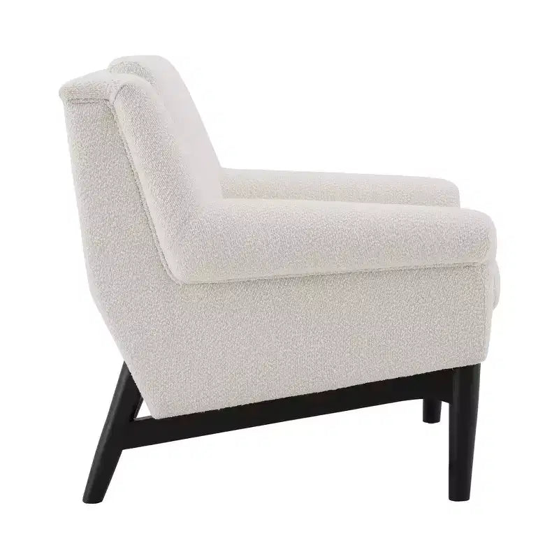 Poltrona Scultorea Accento con Braccioli Svasati e Struttura in Legno Massello Moderna Poltrona Reclinata Rivestita, Poltrona da Lettura Ergonomica