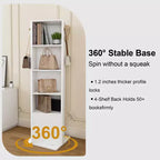Mobiletto girevole a 360° con specchio a figura intera, colonna girevole con 6 ripiani e ganci