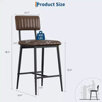 Sgabelli Alti Resistenti, Sedile Spesso in Pelle PU, Schienale Ergonomico, Struttura in Metallo con Poggiapiedi, Capacità 180kg, Facili da Pulire per Cucina o Bar