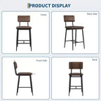 Sgabelli Alti Resistenti, Sedile Spesso in Pelle PU, Schienale Ergonomico, Struttura in Metallo con Poggiapiedi, Capacità 180kg, Facili da Pulire per Cucina o Bar