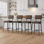 Sgabelli Alti Resistenti, Sedile Spesso in Pelle PU, Schienale Ergonomico, Struttura in Metallo con Poggiapiedi, Capacità 180kg, Facili da Pulire per Cucina o Bar