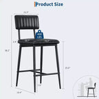 Sgabelli Alti Resistenti, Sedile Spesso in Pelle PU, Schienale Ergonomico, Struttura in Metallo con Poggiapiedi, Capacità 180kg, Facili da Pulire per Cucina o Bar