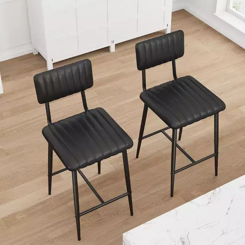 Sgabelli Alti Resistenti, Sedile Spesso in Pelle PU, Schienale Ergonomico, Struttura in Metallo con Poggiapiedi, Capacità 180kg, Facili da Pulire per Cucina o Bar