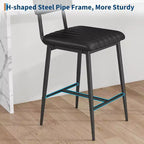 Sgabelli Alti Resistenti, Sedile Spesso in Pelle PU, Schienale Ergonomico, Struttura in Metallo con Poggiapiedi, Capacità 180kg, Facili da Pulire per Cucina o Bar