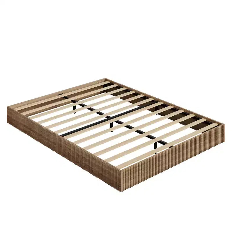 Base letto a piattaforma Minimalista in MDF scanalato a onda, Robusta e Silenziosa, Facile da Montare, Salvaspazio, Nessuna molla necessaria