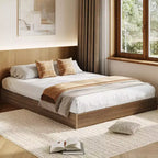 Base letto a piattaforma Minimalista in MDF scanalato a onda, Robusta e Silenziosa, Facile da Montare, Salvaspazio, Nessuna molla necessaria