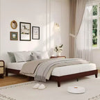 Struttura Letto Matrimoniale Queen Size in Legno, Base Robusta da 9 Pollici con Doghe in Legno, Senza Rumore, Facile Montaggio, Nessun Box Spring Necessario, Noce Scuro (Senza Testiera)