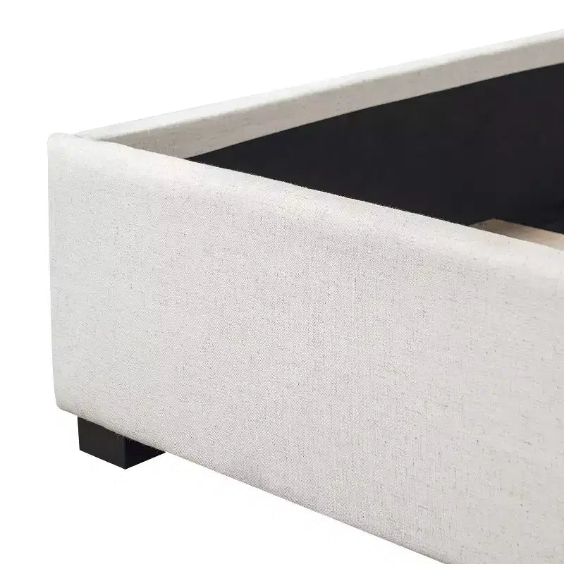 Letto matrimoniale imbottito con morbida testiera imbottita spessa, beige