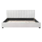 Letto matrimoniale imbottito con morbida testiera imbottita spessa, beige