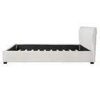 Letto matrimoniale imbottito con morbida testiera imbottita spessa, beige