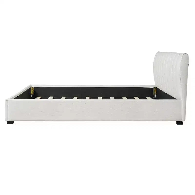 Letto matrimoniale imbottito con morbida testiera imbottita spessa, beige