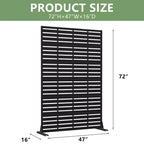 Schermo per la privacy in metallo da esterno 72H x 47W, pannelli di recinzione autoportanti neri per giardino, patio, terrazza, cortile