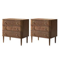 Noah Modern 26W 3-Drawer End Table Set of 2 with Solid Wood Legs Built-in Outlet|ART OF LIVING DESIGNS-WALNUT
