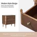 Tavolino moderno a 3 cassetti da 26W con gambe in legno massello e presa integrata - Noce