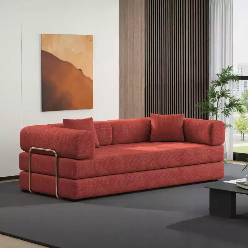 79 Divano Letto Sezionale Modulare Convertibile, Divano da Terra Pudding, Letto Comprimibile per Soggiorno Camera da Letto, Arancione