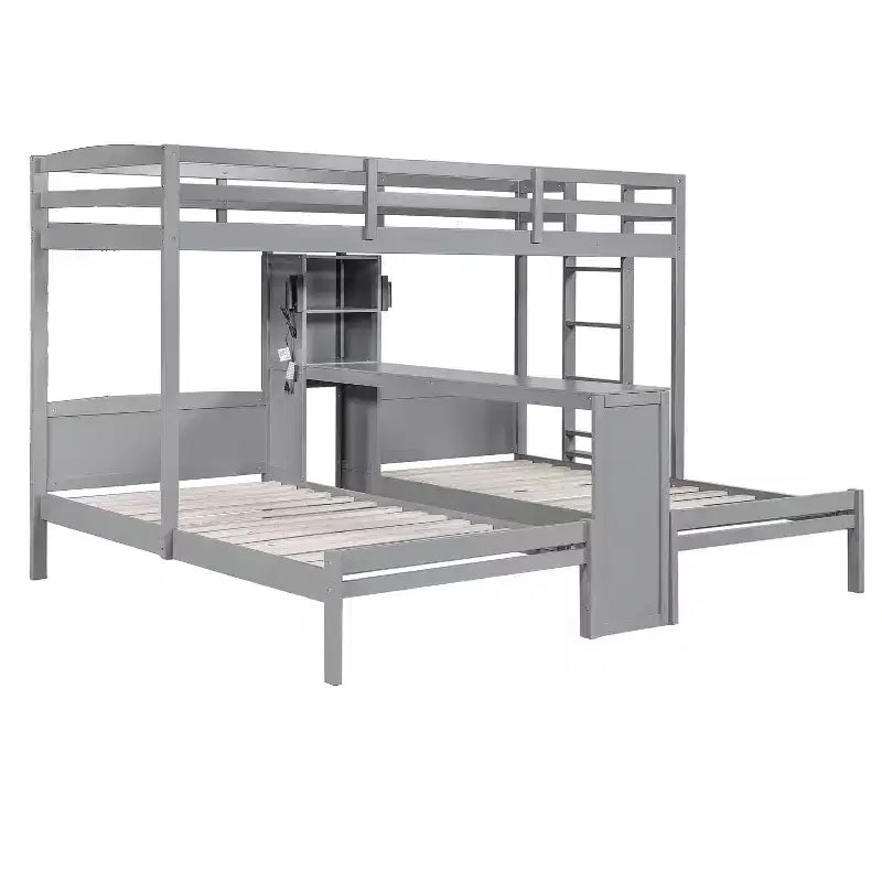 Letto a castello singolo su singolo e letto a castello singolo con scrivania integrata, libreria e luci