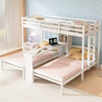 Letto a castello singolo su singolo e letto a castello singolo con scrivania integrata, libreria e luci