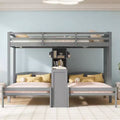 Luxystar Twin over Twin and Twin Bunk Bed with Built-in Desk, Bookcase and Lights