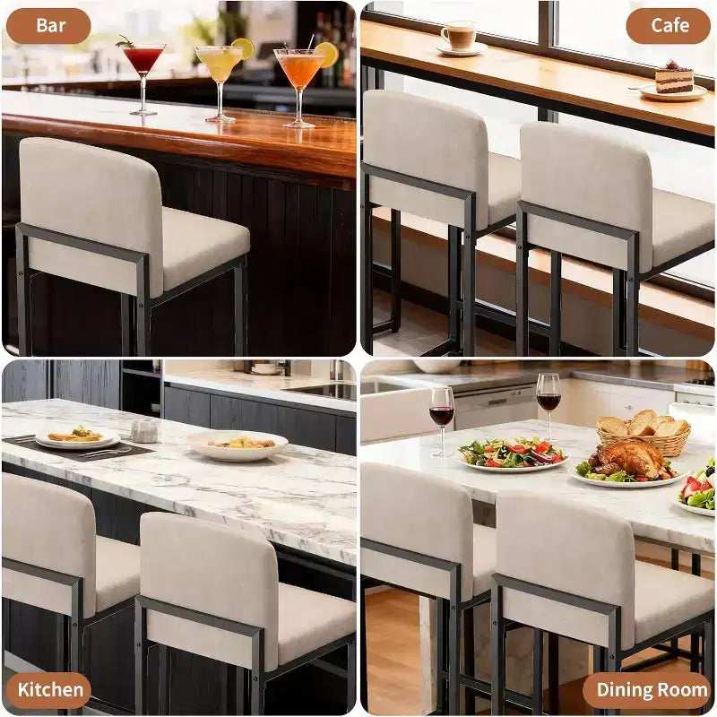 Sgabelli da bar in pelle PU alti 63 cm con schienale, sedie moderne imbottite con gambe in metallo per isola cucina, bar, bancone