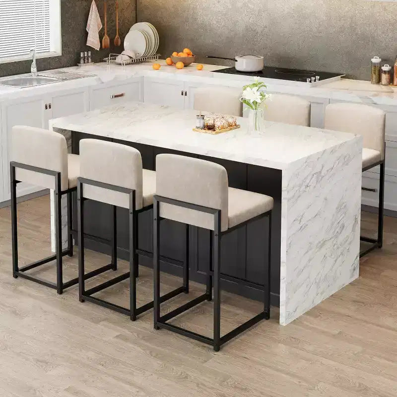 Sgabelli da bar in pelle PU alti 63 cm con schienale, sedie moderne imbottite con gambe in metallo per isola cucina, bar, bancone