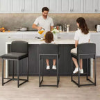 Sgabelli da bar in pelle PU alti 63 cm con schienale, sedie moderne imbottite con gambe in metallo per isola cucina, bar, bancone