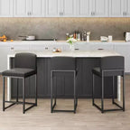 Sgabelli da bar in pelle PU alti 63 cm con schienale, sedie moderne imbottite con gambe in metallo per isola cucina, bar, bancone